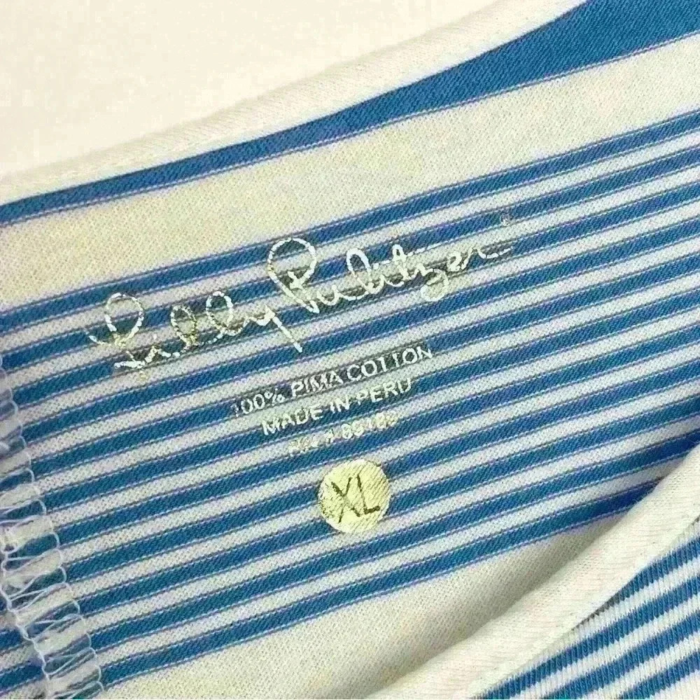 Lilly Pulitzer Marlowe Dress Bay Blue Coconut Stripe Pima Cotton Size XL - Picture 3 of 5